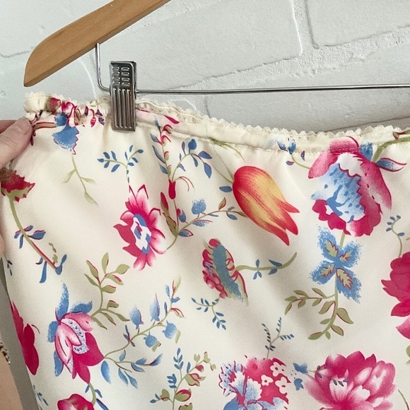 Vintage Midi Skirt Y2K Flowy Floral Roses Fairy Cream Pink Blue Peach Red Sz 3X - Picture 11 of 11